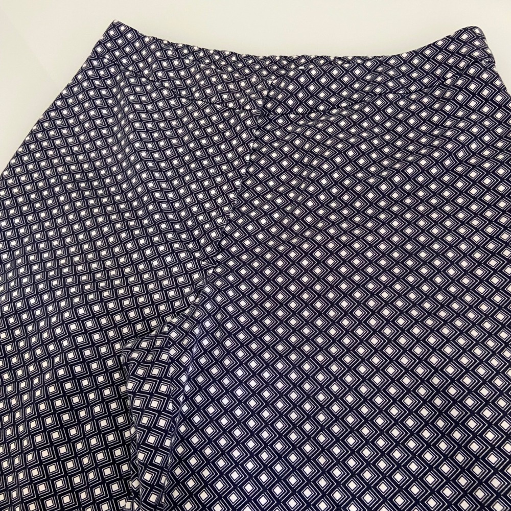 Susan Graver Womens Diamond Print Pants Stretch Crop Casual‎ Blue White Size 10